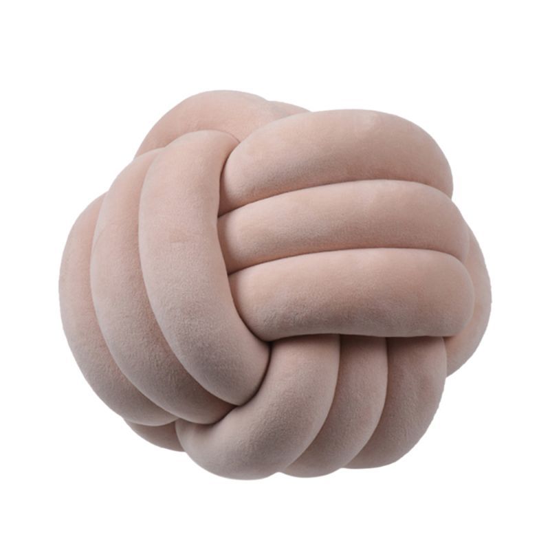 Knotted Plush Ball Design Round Throw Pillow House DealSniper.net Shallow Khaki 20cm
