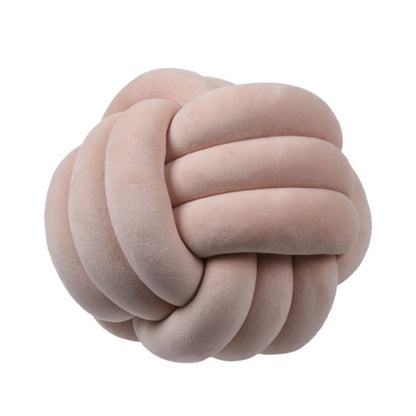 Knotted Plush Ball Design Round Throw Pillow House DealSniper.net Shallow Khaki 20cm