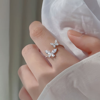 High-End Butterfly Zircon Open Rings For Women Trendy Fashion Jewelry Gym From House
