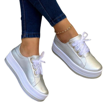 Fashion Flats Sneakers Women Ribbon Lace-up Platform Shoes Women dealsniper-net