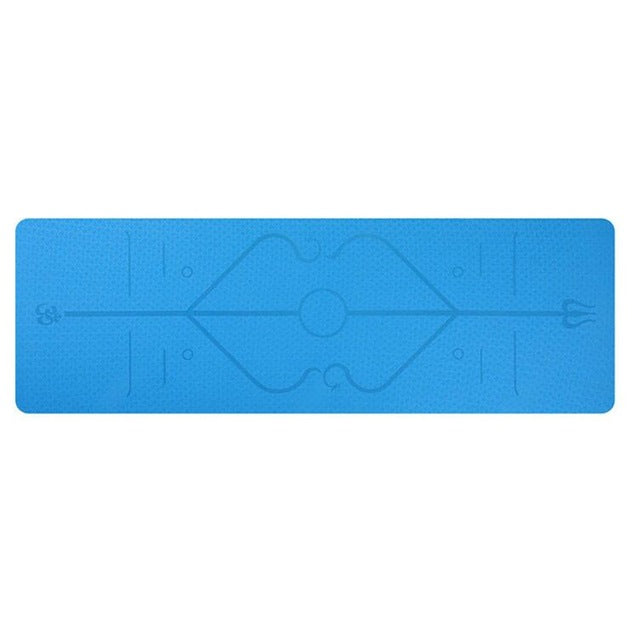 Non Slip TPE Yoga Mat Position Line Beginner Sports DealSniper.net Lake Blue