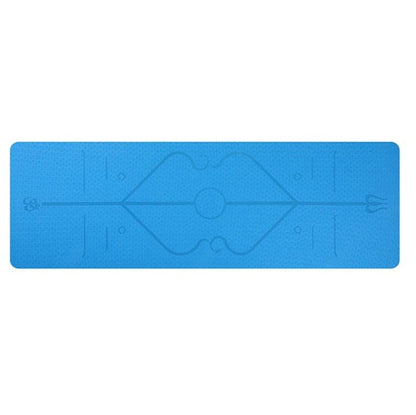 Non Slip TPE Yoga Mat Position Line Beginner Sports DealSniper.net Lake Blue