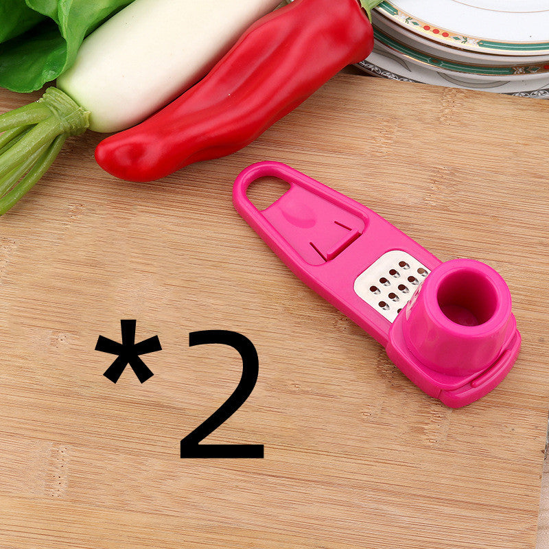 Kitchen Gadget Garlic Masher Seasoning Grinder Kitchen dealsniper-net 2pcs Simple packing Rose red