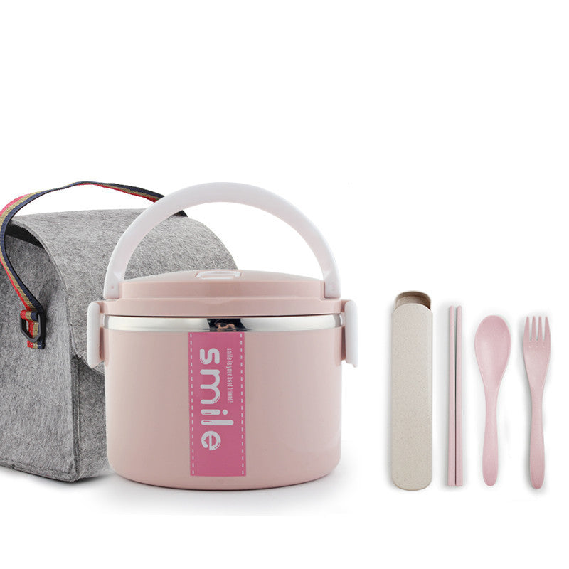 Stainless Steel Lunch Box Kitchen dealsniper-net Pink 1 layers + bag