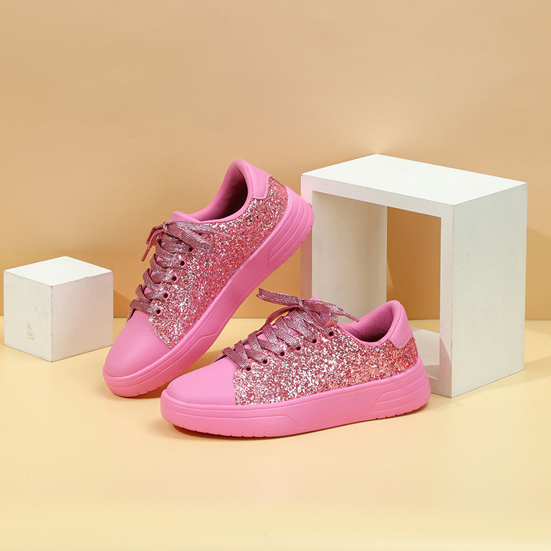 Glitter Sequin Design Flats Shoes Women Trendy Casual Women Gym From House Pink Size35