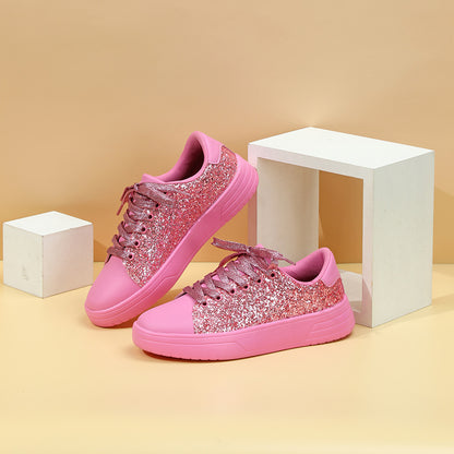 Glitter Sequin Design Flats Shoes Women Trendy Casual Women Gym From House Pink Size35
