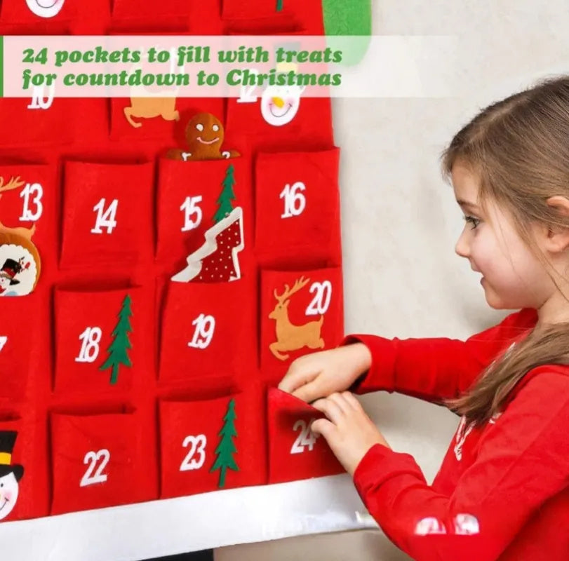 Advent Calendar Fabric Christmas Hanging Pendant Santa Claus Holidays dealsniper-net