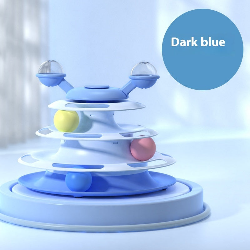 4 Levels Cat Toy Tower Turntable Roller Balls Toys Interactive Pets dealsniper-net Deep Sea Blue OPP Bag Packaging