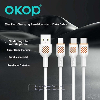 KP-317 Fast-Charging Data Cable 65W Thickened Charging Cable Electronics Gym From House