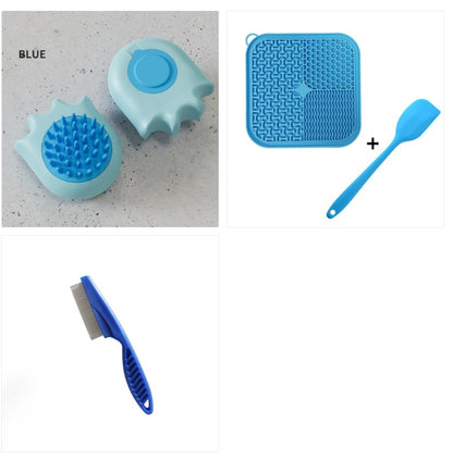 Dog Licking Mat Slow Feeder Premium Lick Pad With Suction Cups Pets DealSniper.net Blue Set