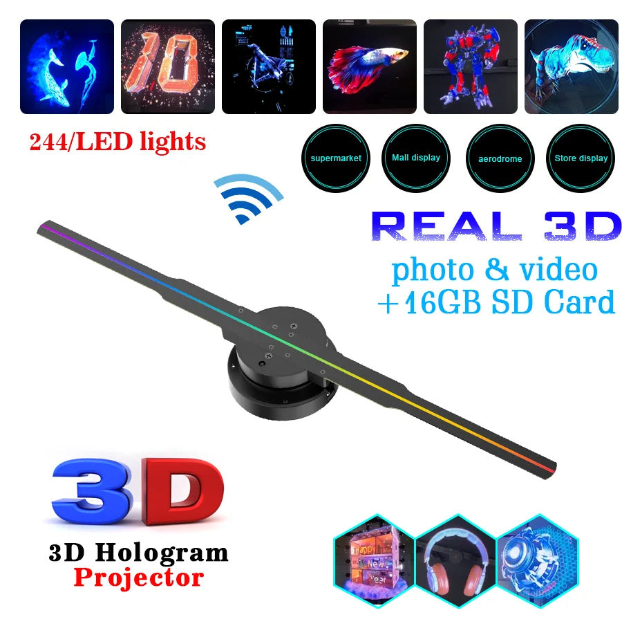 Led Luminous Sign Light Holographic Projector Diy Fan Home Decor dealsniper-net