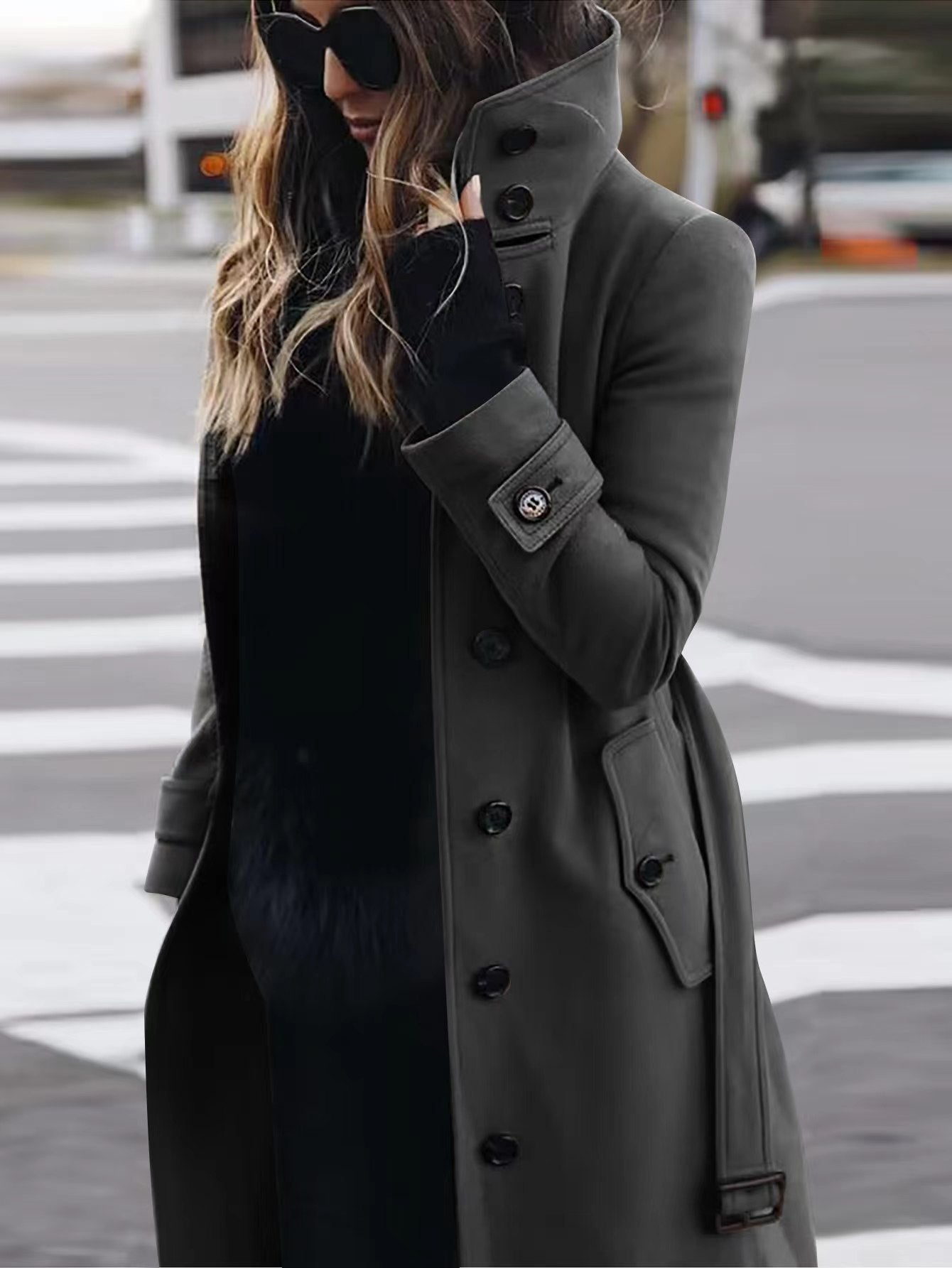 Autumn Winter New Woolen Coat Women's Slim Fit Cardigan Women null Dark Gray L