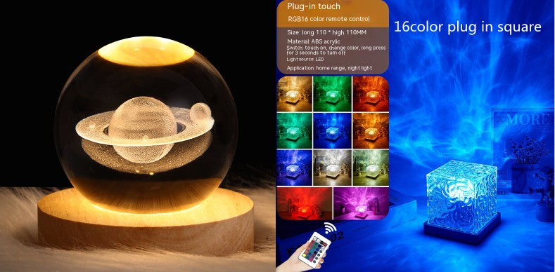 LED Water Ripple Ambient Night Light USB Rotating House dealsniper-net 3W Set7 1PC