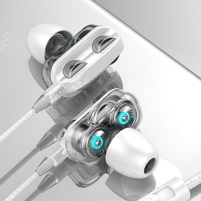 Quad-core Dual-moving Coil Dual-speaker Earphone In-ear Gadgets dealsniper-net White