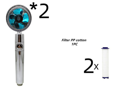 Propeller Driven Shower Head With Stop Button And Cotton Filter House DealSniper.net 1set