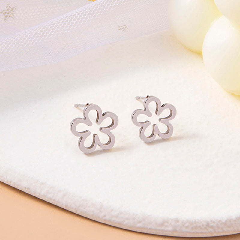 Dainty Silver Flower Stud Earrings Fashion Gifts