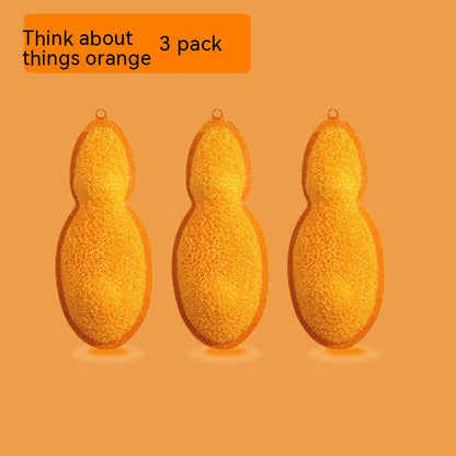 Household Kitchen Pea Sponge Bottle Wipe Cleaning Brush Kitchen dealsniper-net Orange 3PCs