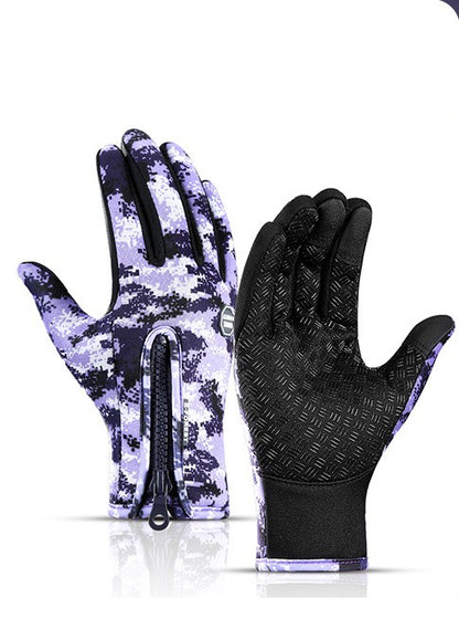 Winter Gloves Touch Screen Riding Motorcycle Sliding Waterproof Sports Gloves With Fleece Men dealsniper-net A Purple L