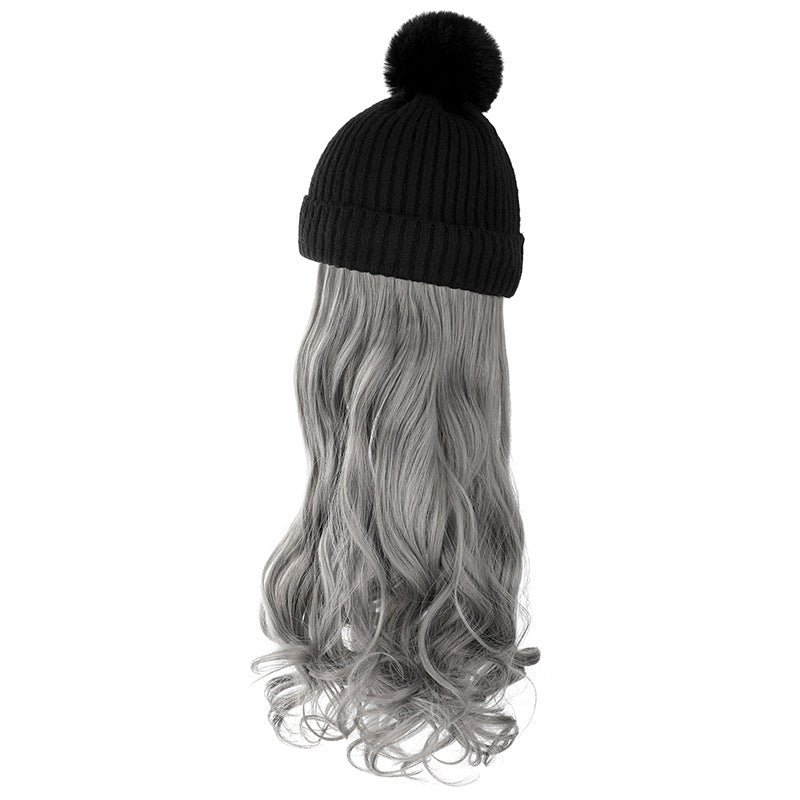 Autumn And Winter New Removable Fashion Woolen Hat Beauty Gym From House Black Granny Grey