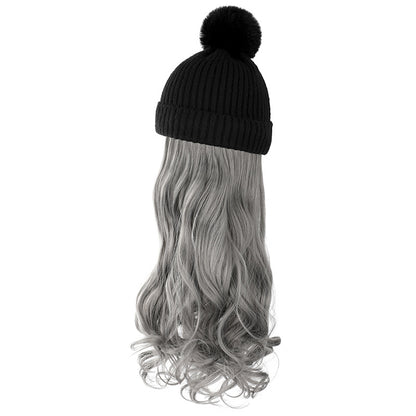 Autumn And Winter New Removable Fashion Woolen Hat Beauty Gym From House Black Granny Grey