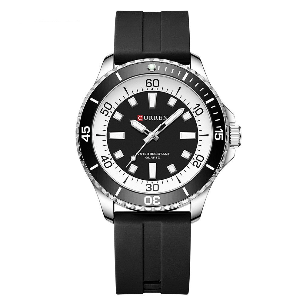 Men's Sports Tape Large Dial Simple Quartz Watch Jewelry DealSniper.net Silver Black