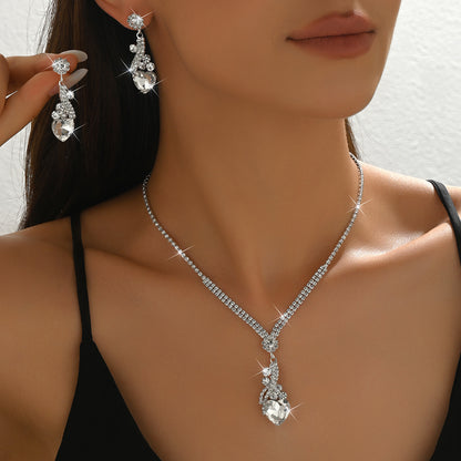 Cross-Border Jewelry Bridal Trendy Jewelry Peach Heart Crystal Jewelry Gym From House G430 white