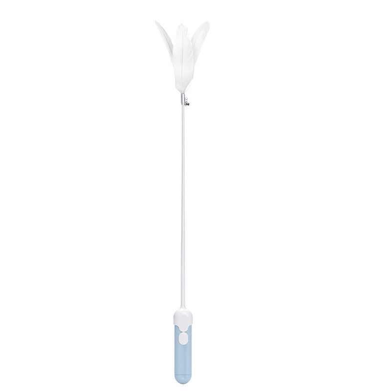 New Pet Cat Toy Products Feather Teasing Stick Pets Gym From House Blue