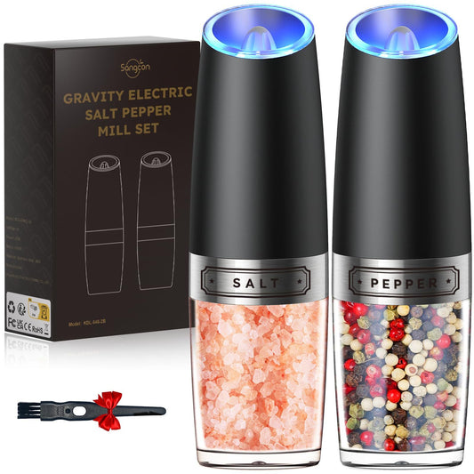 Gravity Electric Salt And Pepper Grinder Set Automatic Shakers Kitchen dealsniper-net