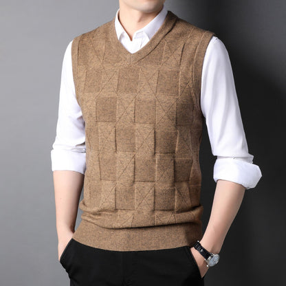 Mens Fashion Solid Colour Jacquard Waistcoat Top