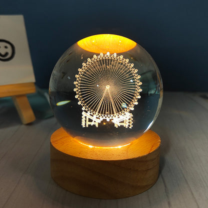Usb Plug-in Luminous Crystal Ball Night Light Home Decor Gym From House Ferris Wheel Usb Plug In