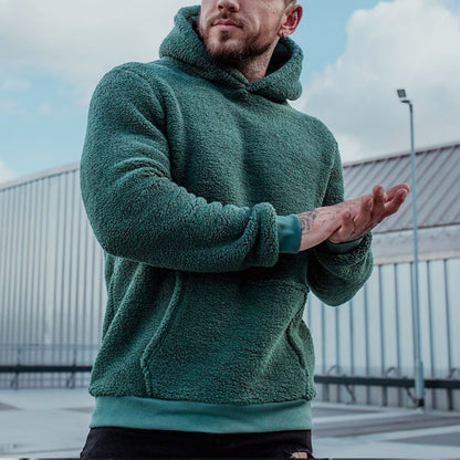 Men's Plush Hoodies Sweatshirt With Big Pocket Fashion Men null Dark green 2XL