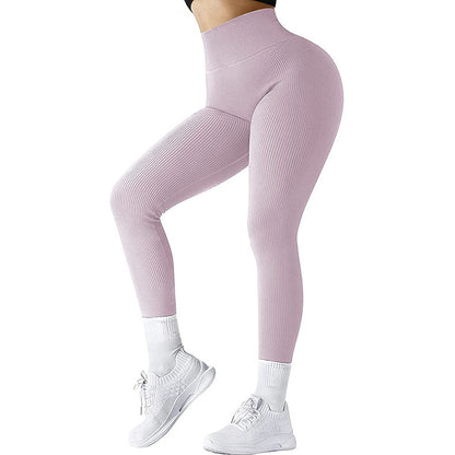 High Waist Seamless Leggings Threaded Knitted Fitness Pants Women dealsniper-net Light Purple L