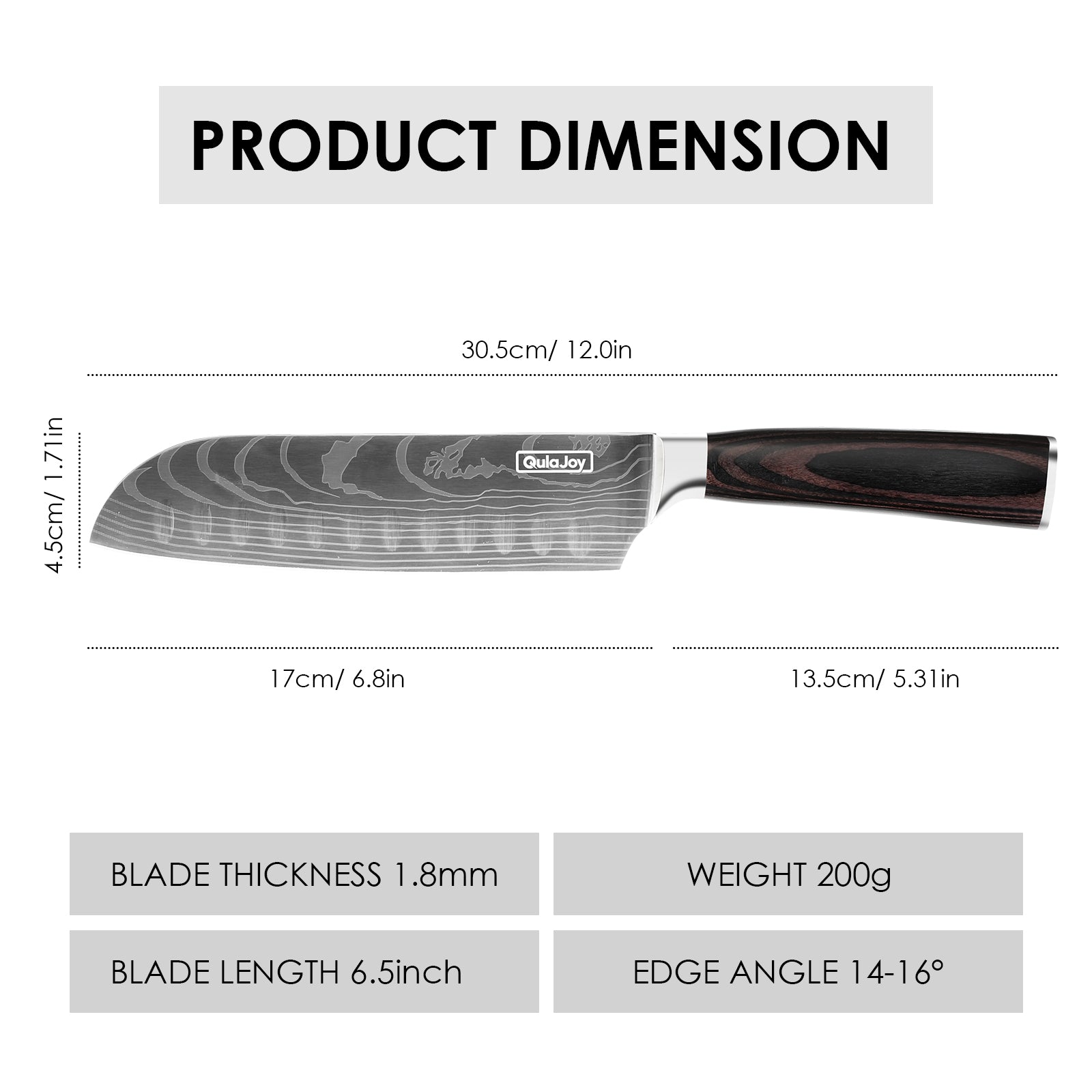 Qulajoy Santoku Knife, High Carbon Stainless Steel Chef Knife Japanese Kitchen Knives With Ergonomic Pakkawood Handle, Chopping Knife For Home Kitchen Cooking Kitchen DealSniper.net