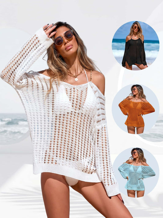 New Gold Spaghetti Strap Hollow Out Beach Cover Up Dress Women Gym From House
