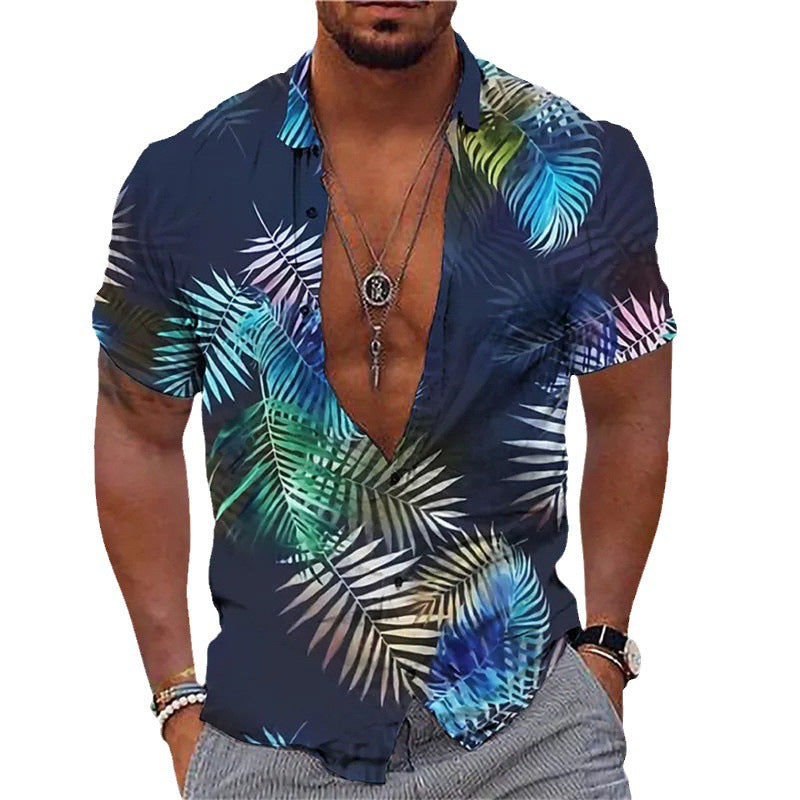3D Personalized Printing T-shirt Summer Loose Short Sleeve Lapel Men DealSniper.net