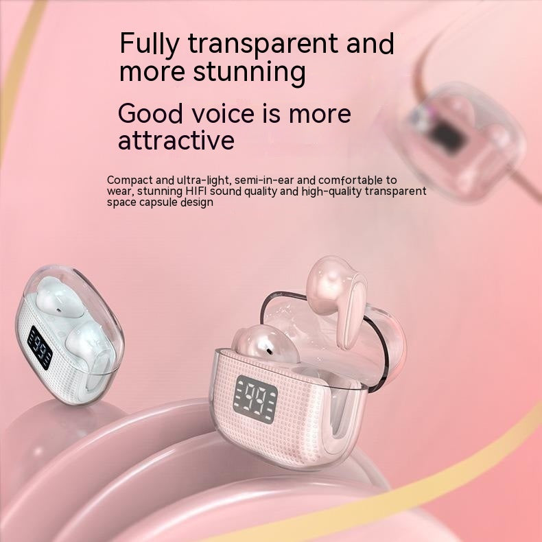 Tws Wireless Fully Transparent Space Capsule Half In-ear Bluetooth Headset Electronics dealsniper-net