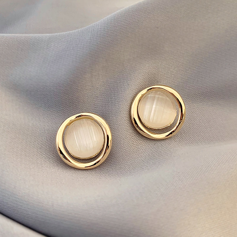Cat's Eye Flower Earrings High Sense Geometry Earrings Jewelry Gym From House Round