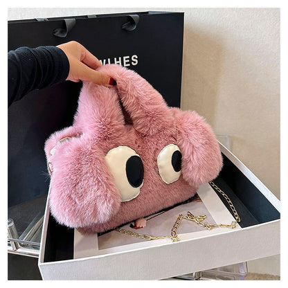 Cute Cartoon Big Eyes Dog Plush Bags For Women Women Gym From House Bean Paste