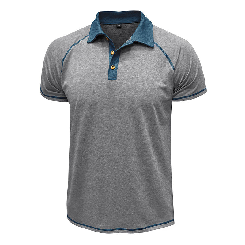 Short-sleeved Lapel T-shirt POLO Bottoming Shirt Men Clothing Men DealSniper.net Light Gray L