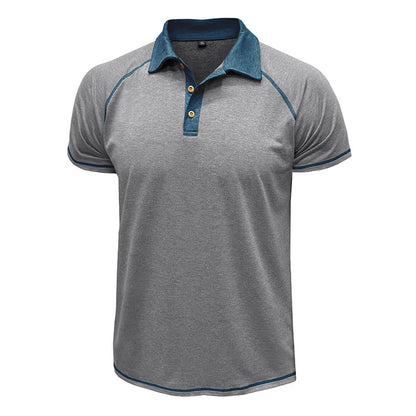 Short-sleeved Lapel T-shirt POLO Bottoming Shirt Men Clothing Men DealSniper.net Light Gray L