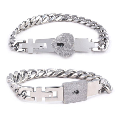 Titanium Steel Couple Love Lock, Bracelet, Key Set, Necklace Jewelry dealsniper-net 12 Style