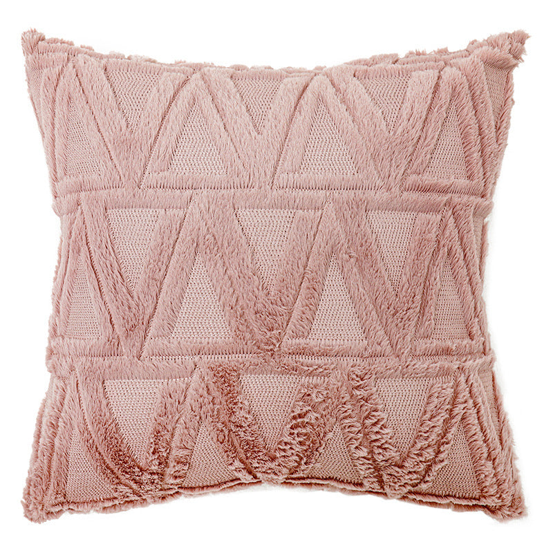 Geometric Rhombus Double-sided Three-dimensional Plush Pillowcase Home dealsniper-net A Pink A45x45cm