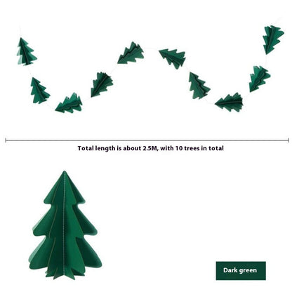 Christmas Decorations 3D Mini Flag Scene Show Window Pendant Holidays DealSniper.net Dark Green Vertical