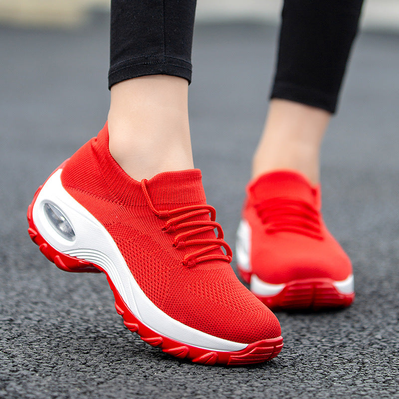 Sports shoes women flying knit socks shoes shaking shoes Women dealsniper-net Red 35