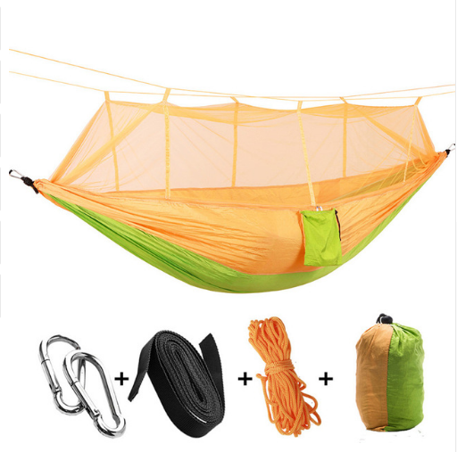 Outdoor Parachute Cloth Hammock Couble with Mosquito Net Light