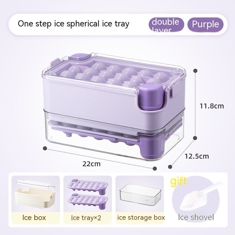 Ice Cube Mold Household Ice Hockey Storage Box Kitchen dealsniper-net Purple Double Layer