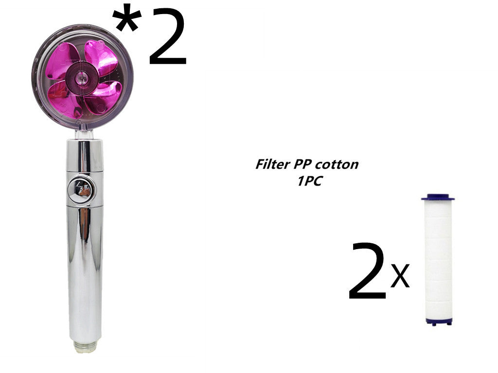 Propeller Driven Shower Head With Stop Button And Cotton Filter House DealSniper.net 3set