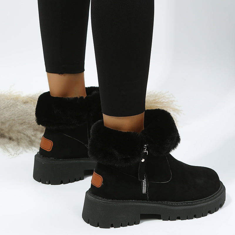 Thick Plush Snow Boots Women Faux Suede Non-slip Winter Shoes Women DealSniper.net