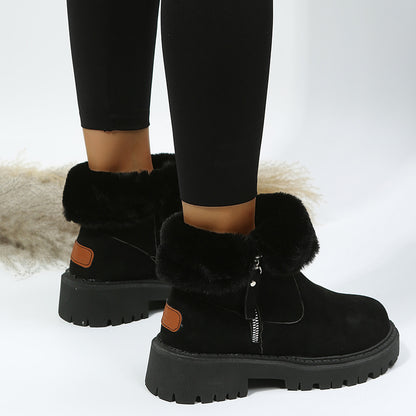 Thick Plush Snow Boots Women Faux Suede Non-slip Winter Shoes Women DealSniper.net