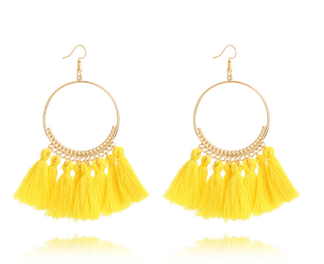 Big Round Drop Dangle Earrings Jewelry dealsniper-net Yellow